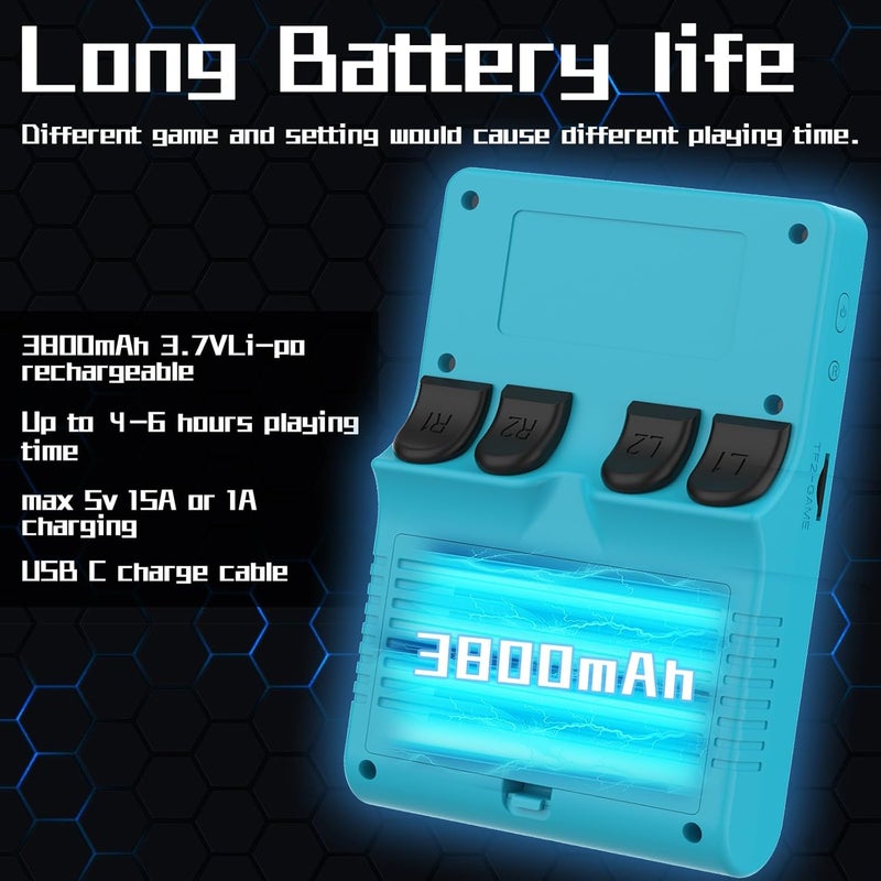 FVBADE [30000 in 1] R40S PRO Handheld Game Console 3.5 inch IPS Screen Mini Retro Console 3800mAh Portable Pocket Arcade 45+ Mainstream Emulator 256G TF Card Transparent.(Blue) - Image 5